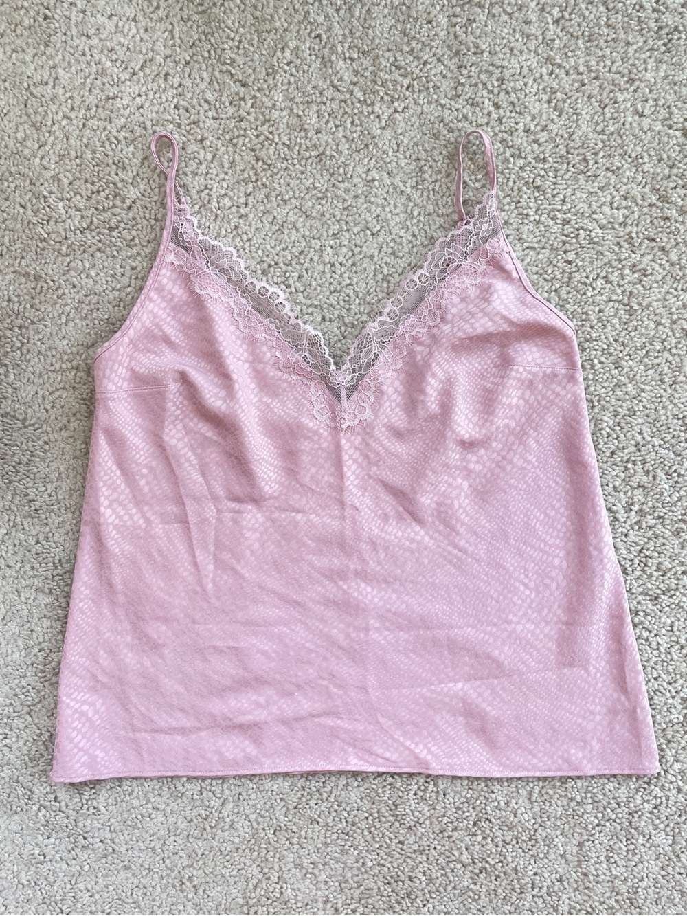 Victoria's Secret Light Pink Snake Print Sleeveless Satin Lace Cami Size Small